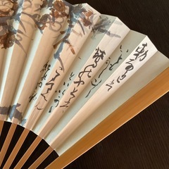 【新品未使用】富岡鉄斎筆　鶯宿梅図　扇子飾り　箱付き　清荒神清澄寺蔵　便利堂の画像