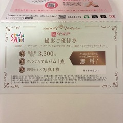 スタジオアリス 撮影ご優待券　赤ちゃん　ベビー　百日祝い　お宮参...
