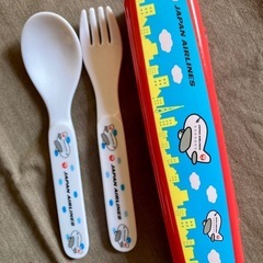 JAL ケース入りスプーン&フォークセット2組の画像