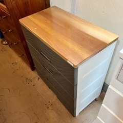 【武蔵小山店】 ウッドトップ プラチェスト フィッツ プラス メッシュ 衣装箪笥 衣装 タンス チェスト 4段 天馬 Tenma メーカー正規品 美品 ブラウン メッシュ の画像