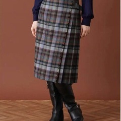 Leilian レリアン 未使用品 ラップ風タータンチェックスカ...