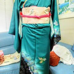 特選訪問着レンタル¥12,900単品　ビリジアンラメ