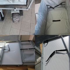  ※取引中/売約済***********　　　中古美品　キャリーワゴン チェア テーブル セット グリーン×グレーウッド　テーブルチェア付きの画像