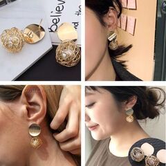 ワイヤーパールスタッドピアス（新品）