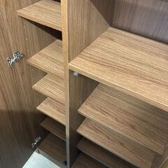 【ジモティ来店特価!!】ミラー付きシューズボックス　ブラウン　J-250529の画像