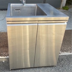 特注品 業務用 台付き1槽シンク 混合水栓付き 幅730×奥75...