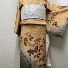 訪問着レンタル¥6,800単品　黄土に蝶萩