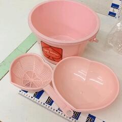 0507-304 ピンクのプラ雑貨3点セット