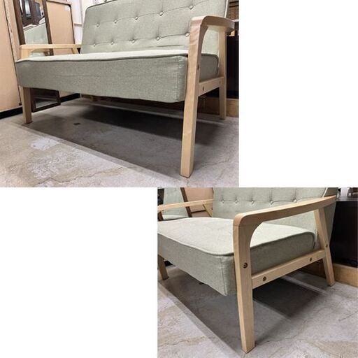 送料込み】ニトリ 天然木フレームのコンパクトソファ イエロー
