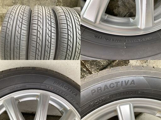 ★155/65R13 軽自動車用 ★アルミホイル ★タイヤの山はかなり有り★ホイルリム部ガリキズ無し