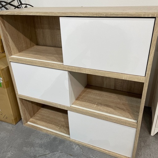 【ジモティー割】Naos 3段シェルフ スライド扉（ID919）