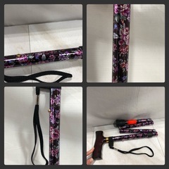 [八3881]　折りたたみ杖      フラワーステッキ の画像