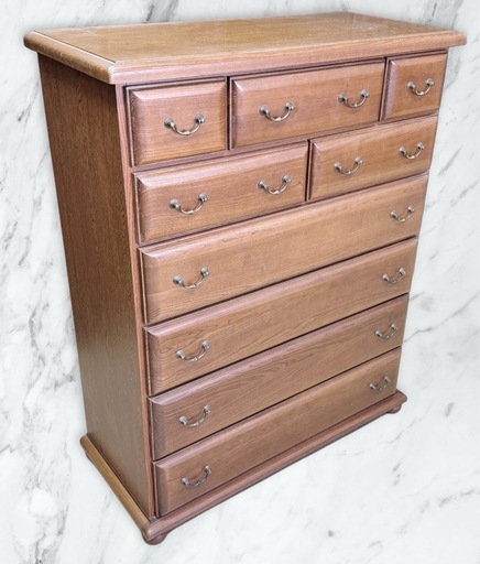 チェストキャビネット（天然木/真鍮取手/6段9収納）