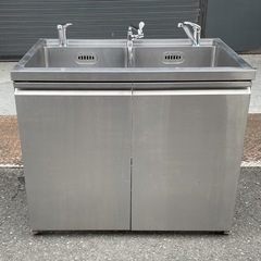 特注品 業務用 2槽シンク 混合水栓 3口蛇口付き 幅1000×...