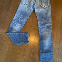 日本製lee ridersデニムジーンズスキニースリムタイトフィットストレッチvintageウォッシュダメージ加工本革製パッチの画像