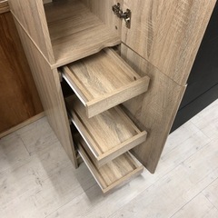 姿見ミラー付　スリム棚　ナチュラル【トレファク堺福田店】 の画像