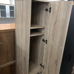 姿見ミラー付　スリム棚　ナチュラル【トレファク堺福田店】 の画像