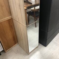 姿見ミラー付　スリム棚　ナチュラル【トレファク堺福田店】 の画像