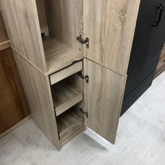 姿見ミラー付　スリム棚　ナチュラル【トレファク堺福田店】 の画像
