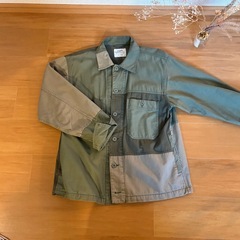 《coen》ワークシャツ カーキ系 Mサイズの画像