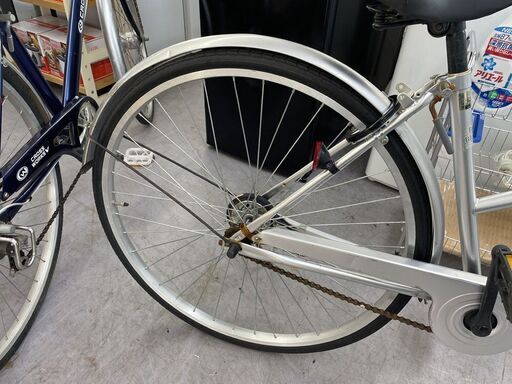 27インチ 自転車 変速なし 鍵付き カゴ ライトあり シンプル シルバー 札幌市手稲区
