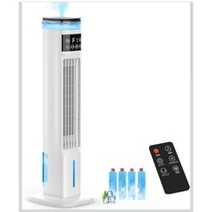 新品未使用SOTCAR 冷風扇 冷風扇風機 【スリムタワー型 ダブル水タンク】加湿機能 雰囲気タイト 強力冷風 スポットクーラー 冷房 冷風機 4L大容量 3段階風量切替 左右首振り 24H切タイマー 氷入れ リモコン遠隔操作 空気清浄 移動便利 熱中症対策 65w省エネ 置き型クーラー 強力 人気 業務&家庭用 台所 キチン オフィス PSE認証済 日本語説明書（Ice crystal box付き）の画像