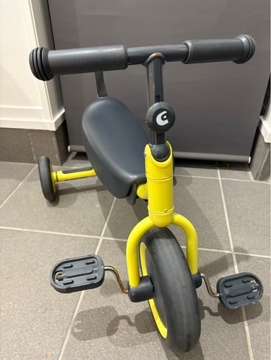 中古ディーバイクダックスの幼児用折りたたみ三輪車イエロー