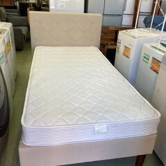 【リサイクルショップ　ピカソ　小松原】🛏️ ファブリック スチールフレーム すのこ床 シングルベッド マットレスセット 🛏️ ★8423★の画像