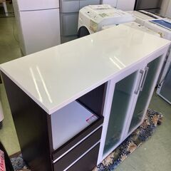 【リサイクルショップ　ピカソ　小松原】】🍽️ ニトリ 2枚両開きドア キッチンカウンター Nポスティア 120 BK 🍽️★0776★の画像