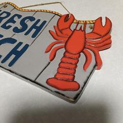 木製　ロブスター　サインプレートの画像