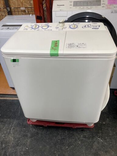 ☆中古￥8,800！AQUA　2層式4.5kg洗濯機　家電　2018年製　AQW-N451型　幅77㎝ｘ奥行42㎝ｘ高さ87㎝　【BE001】