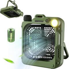 キャンプ扇風機 DCモーター LEDライト 充電式 自動首振り ...