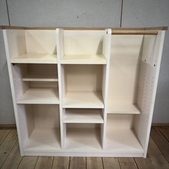 【1034】ホワイト木製クローゼット棚付き