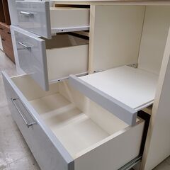 J9476　NITORI　ニトリ　キッチンボード　食器棚　バンダⅡ　90KB-9GY　グレー　クリーニング済み【リユースのサカイ柏店】の画像