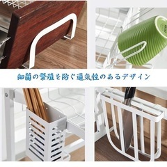 水切りラック シンク上 伸縮 白 食器 水切り つっぱり棚(65cm~85cm)の画像