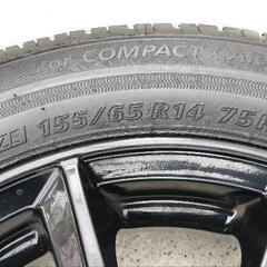 ◯155/65R14◯ノーマルタイヤアルミホイール4本セット◯ブリヂストン製ブラックアルミホイール◯2021年製ブリヂストンタイヤ◯軽自動車用◯の画像