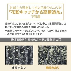 【 100×110cm 】遮光1級・遮熱・花粉キャッチカーテン(キャッチCココナ2 グリーン)の画像