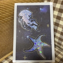 幻想的な宇宙アート クラゲとヒトデ 星 夜空