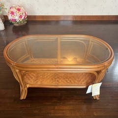 ヴィンテージ藤家具　ガラステーブル