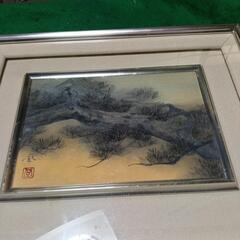 真作、長野県須坂市出身の日本画家三木登の日本画[松]力強い作品
