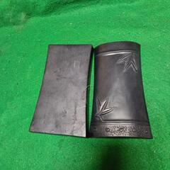 中国端渓麻子坑？の天然石硯、珍しい竹節の形、の画像