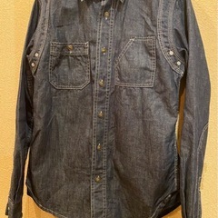 美品濃紺インディゴデニムジーンズシャツジャケットダンガリーGジャンワークカバーオール ビンテージ長袖アメカジの画像