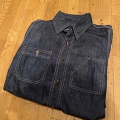 美品濃紺インディゴデニムジーンズシャツジャケットダンガリーGジャンワークカバーオール ビンテージ長袖アメカジの画像
