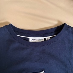 ラコステ　LACOSTE M 半袖Tシャツ　デカロゴ　刺繍　ワニ　紺色　ネイビーの画像