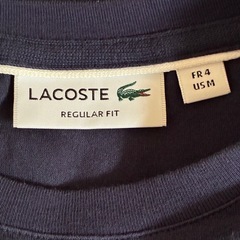 ラコステ　LACOSTE M 半袖Tシャツ　デカロゴ　刺繍　ワニ　紺色　ネイビーの画像