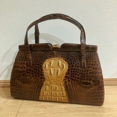 ワニ革バック　昭和レトロ　ハンドバック