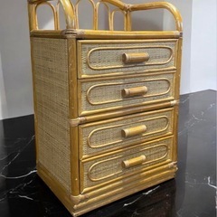 昭和レトロ　ラタン　籐の4段チェスト　79×50×36センチ