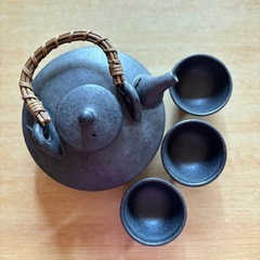 薩摩焼　黒ぢょか 　黒千代香　猪口3個の画像