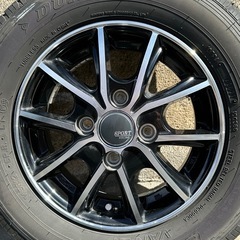 【軽バン・軽トラック・軽自動車用 社外品12インチアルミホイール 145R12 6P.R. LT 残り溝ありタイヤ付き 4本セット 】アルミホイールは 12X4.00B　INSET 42 軽貨物車にも使用可能です。の画像