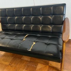 【カリモク60】２Pソファー  黒レザー